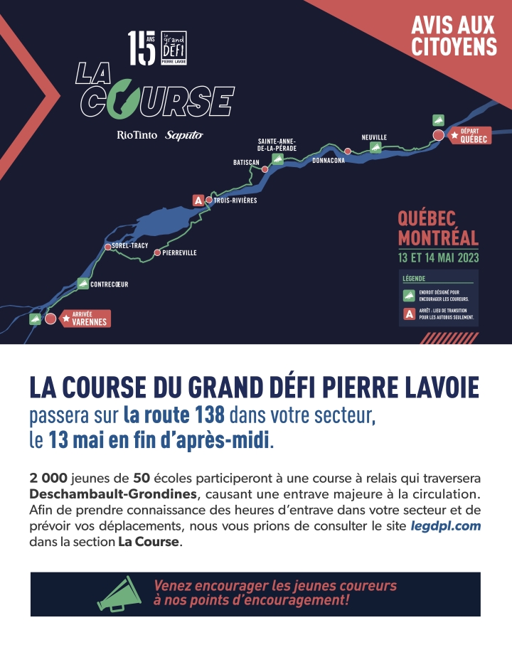 La Course du Grand défi Pierre Lavoie ce samedi