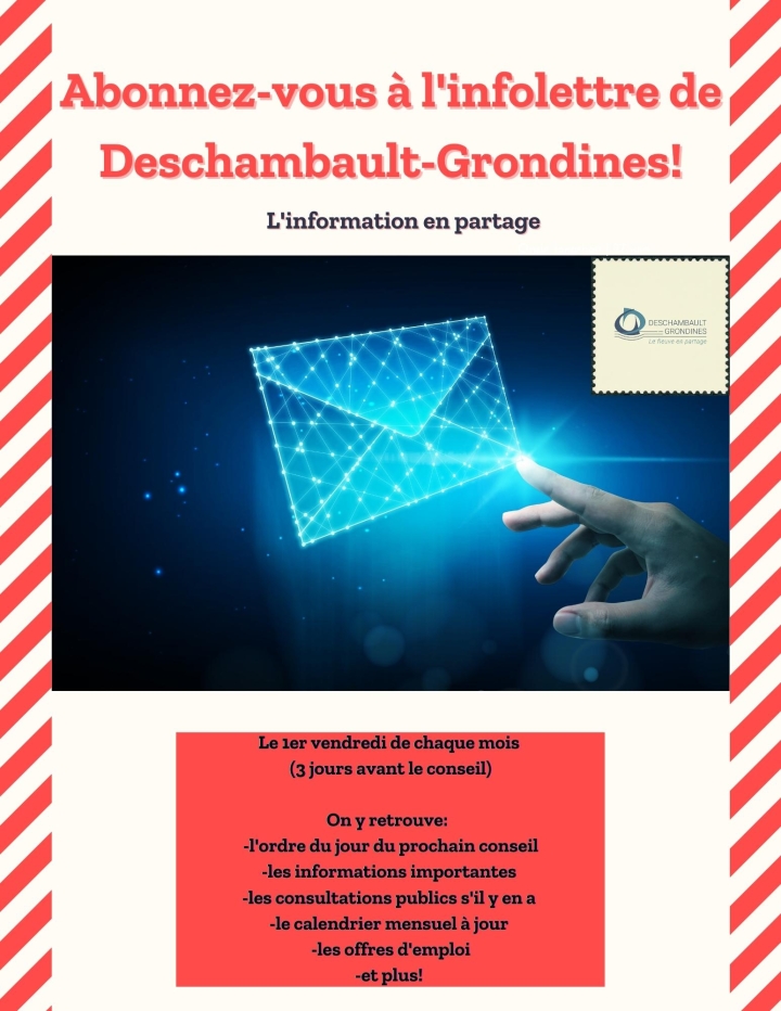 Abonnez-vous à l'infolettre de Deschambault-Grondines!